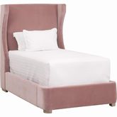 Balboa Twin Bed in Petal Pink Velvet & Natural Gray Oak